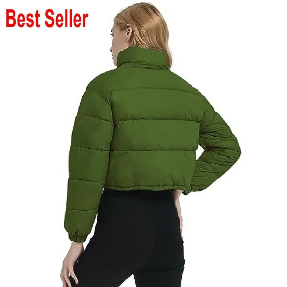 Cropped Puffer Jacket Quilted Lightweight Winter Coat Chic Minimal